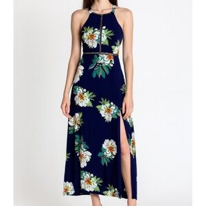 Crepe Floral  Halter Top Open Back Maxi Dress Size S By Yoins Yours Inspiration